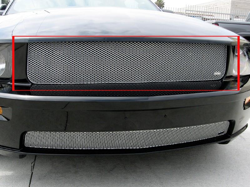 2005-2009 ford mustang gt grillcraft silver grille 1pc upper mx grill for5026s