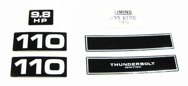 Mercury marine 9.8 hp 110 outboard ob decal set 6pc. oem vintage