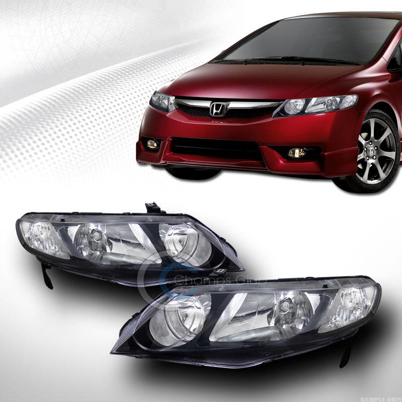 Jdm crystal black clear head lights lamps signal dy 06-11 honda civic 4dr/sedan