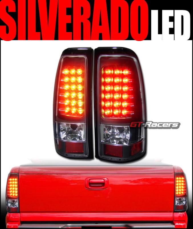 Black led tail lights brake lamps 1999-2002 2003 chevy silverado/gmc sierra jy