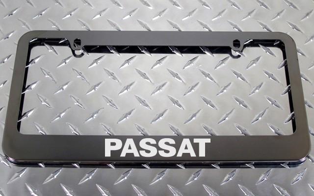 1 brand new volkswagen passat gunmetal license plate frame +screw caps