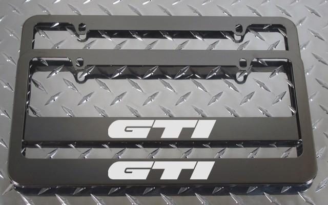 2 brand new volkswagen gti gunmetal license plate frame + screw caps