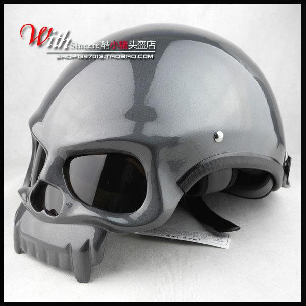 New dark grey skull motorcycle helmet for head circumference 57-60cm size l