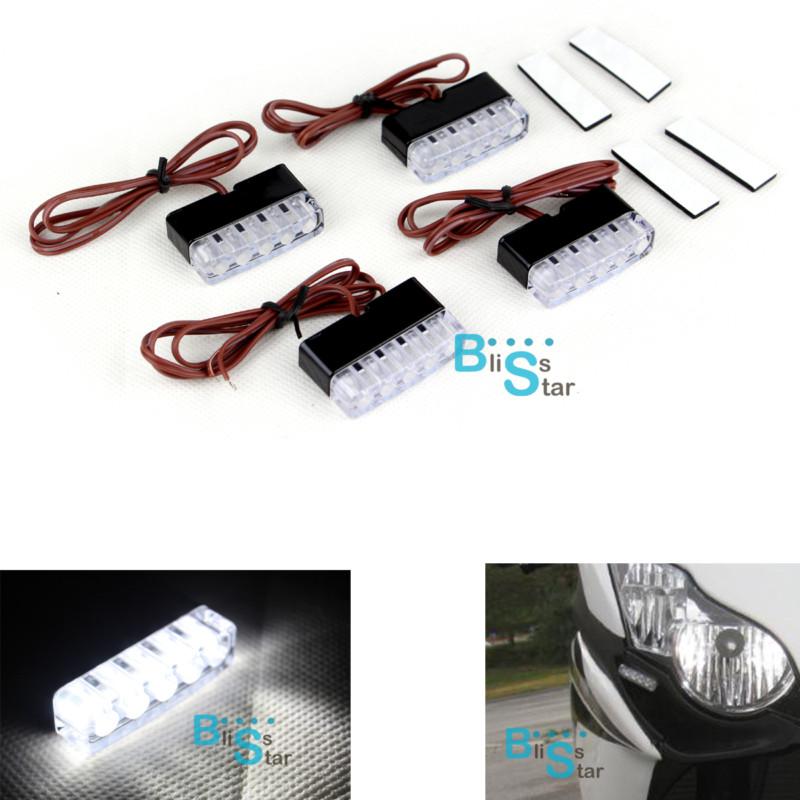 White led motorcycle turn signals blinker front rear foot peg light faring flush