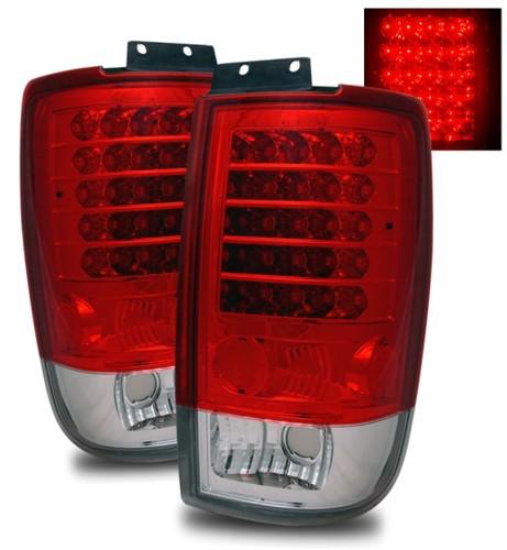 97-02 ford expedition euro red clear led aftermarket tail lights rear brake lamp