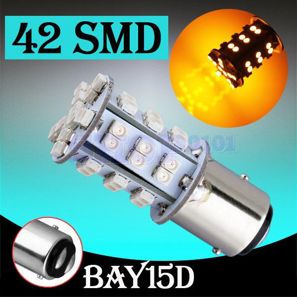 1157 bay15d 42 smd amber yellow tail brake corner parking led car light bulb