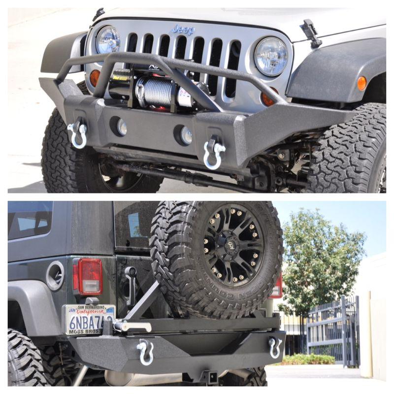 07-14 jk wrangler jeep front 01 + rear bumper and tire carrier ko off road rock 