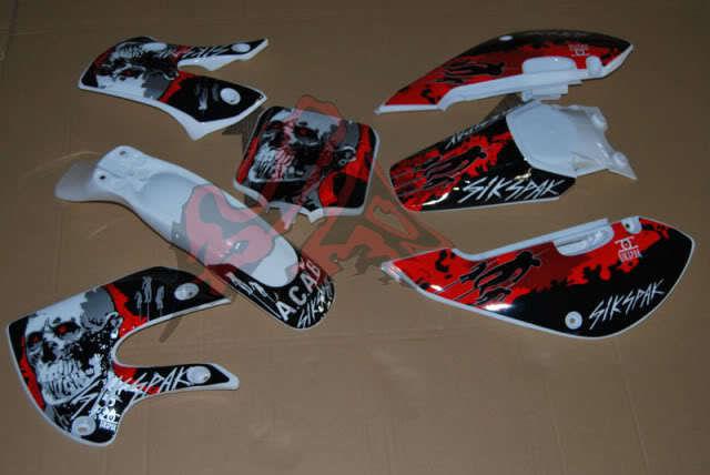 Klx 110 white plastics & 3m sikspak decals graphics for klx110 kx65 pit bike