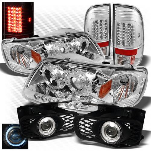 99-03 f150 1pc projector headlights + led tail lights + projector fog lights set