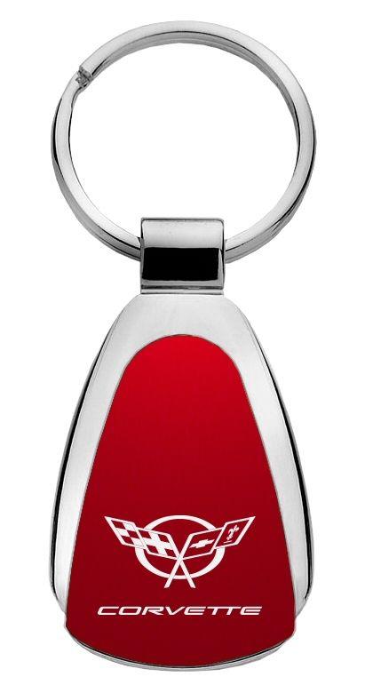 Chevrolet chevy corvette c5 red tear drop key chain ring tag logo lanyard