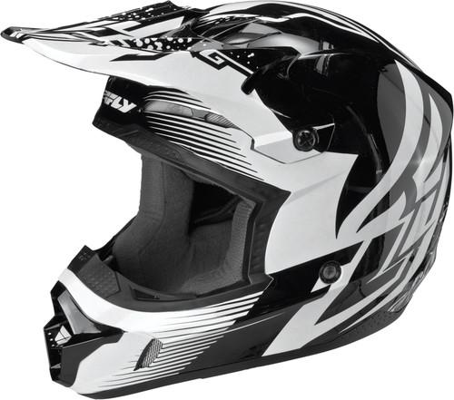 Fly racing kinetic inversion graphic motorcycle helmet black/white x-small