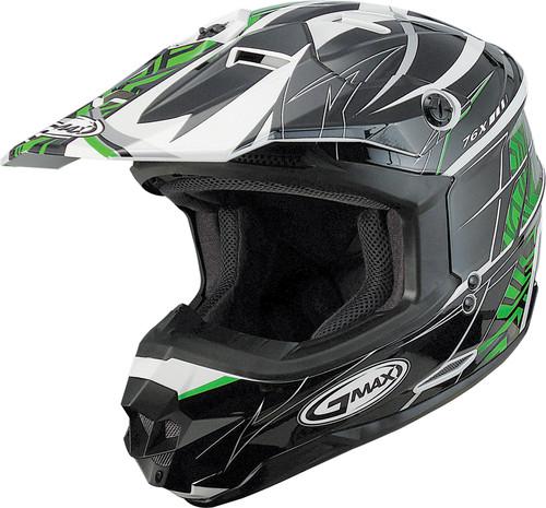 G-max gm76x player graphic motorcycle helmet black/green/white player medium