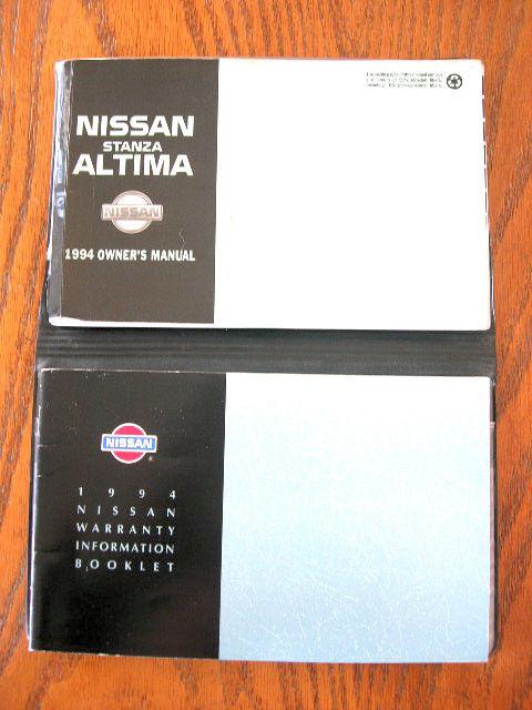 1994 nissan altima,stanza, owners manual,warranty book, cover