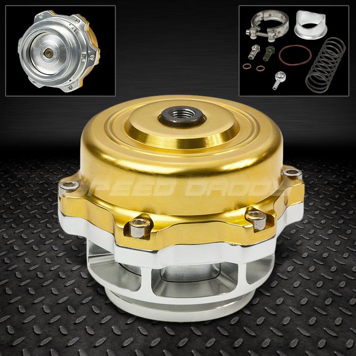 Universal aluminum 50mm turbo/intercooler v-band blow off valve bov+clamp gold