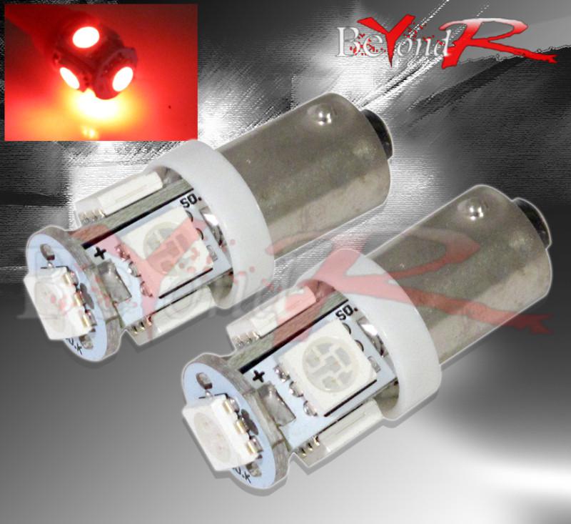 2 piece led ba9s red light bulbs 3893 5-smd t4w dome map corner courtesy drl