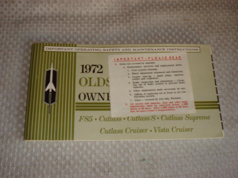 1972 oldsmobile cutlass owners manual original nice!!! glovebox book guide