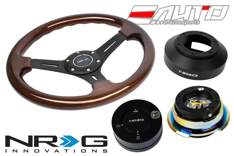 Nrg 330mm brown wood bk spoke steering wheel + 141h hub 2.8 bkmc release lock mb