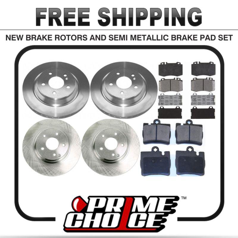 Front & rear kit 4 disc brake rotors and 8 metallic pads full complete set