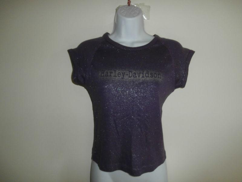  harley davidson ladies short sleeve  t-shirt size s small purple sparkely