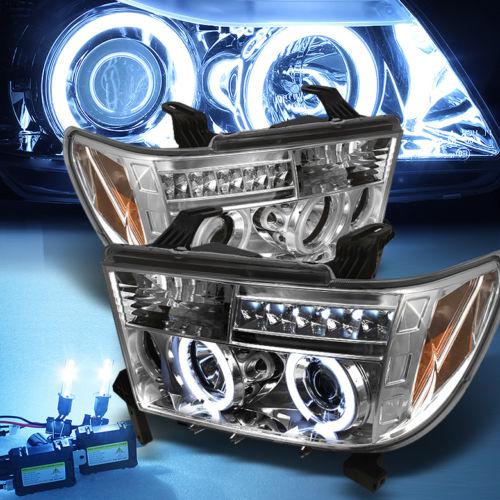 8000k slim xenon hid+07-13 tundra sequoia ccfl halo projector drl led headlights