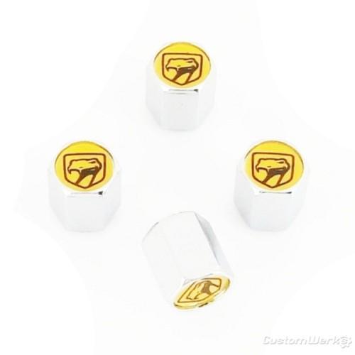 Dodge viper old yellow logo chrome tire stem valve caps