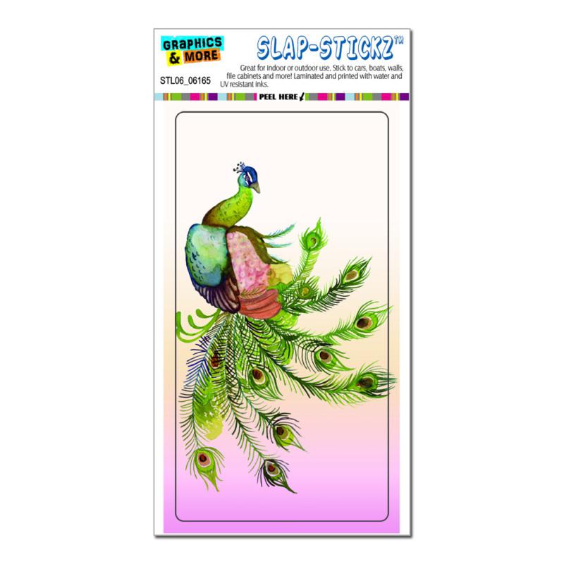 Peacock green blue white - feathers - slap-stickz™ window locker bumper sticker