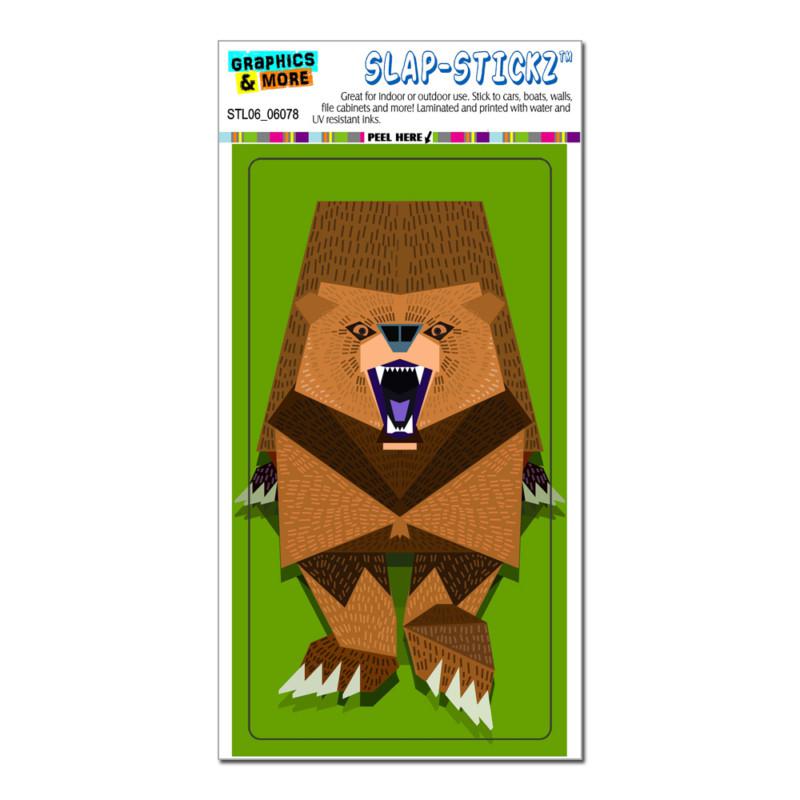 Roaring bear geometric brown - slap-stickz™ car window locker bumper sticker