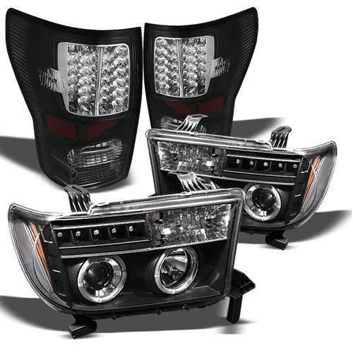 07-13 tundra black halo projector headlights+black led tail lights new combo set