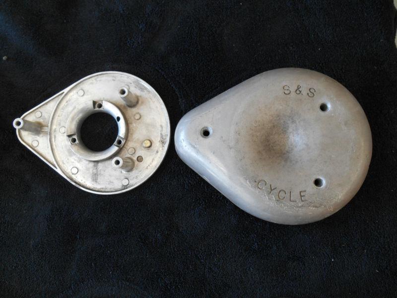 Original s&s b carburetor "cycle" air cleaner w/ backing plate #9