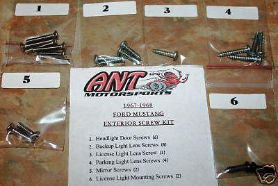 1967 - 1968 ford mustang exterior screw kit