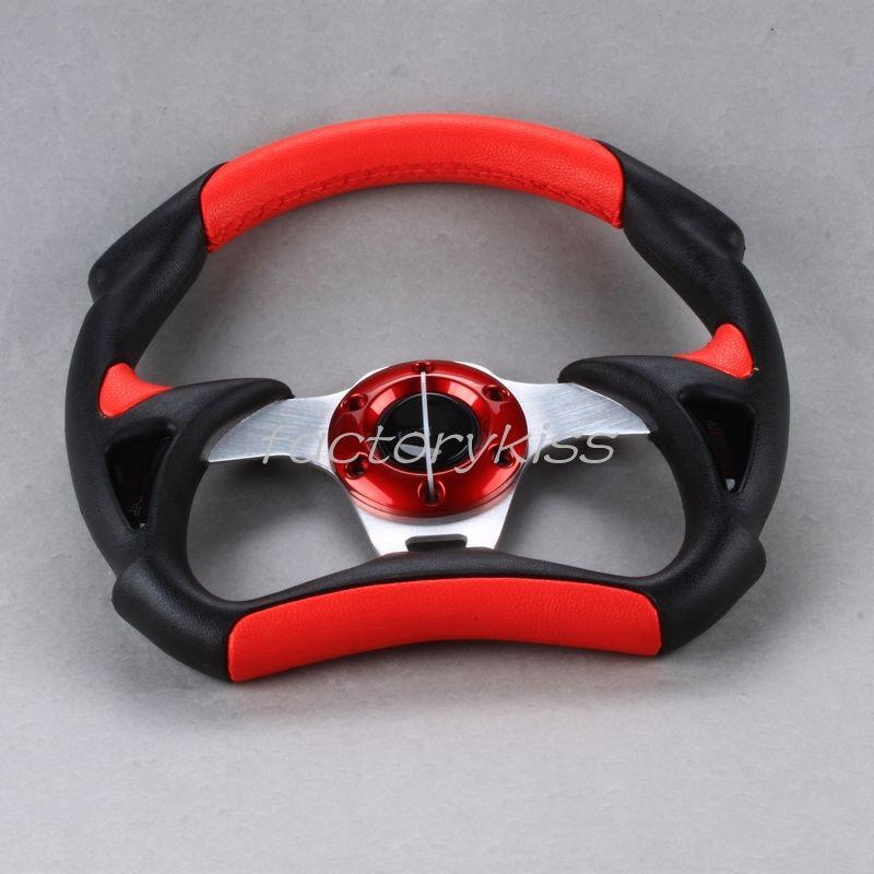 Gsl pu leather universal car racing sport steering wheel jdm auto f1 red