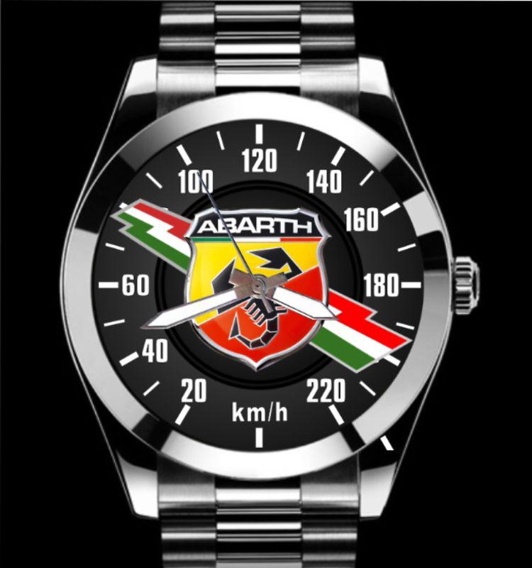 Fiat abarth 500 220 km/h speedometer meter bolt auto art chrome stainless watch