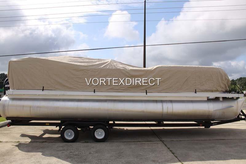 New vortex beige/tan 20 ft foot ultra pontoon boat cover w/elastic seam + straps