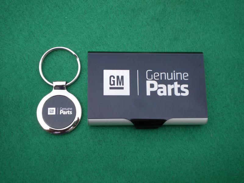 Gm genuine parts  keychain / key fob chrome shipped in gm business card holder 