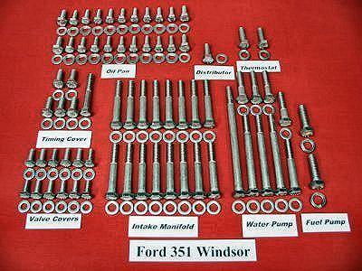 Ford 351 windsor 351w stainless steel engine hex bolt kit