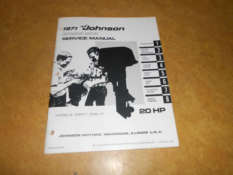 1971 20 hp johnson outboard factory repair & service manual evinrude 20hp 