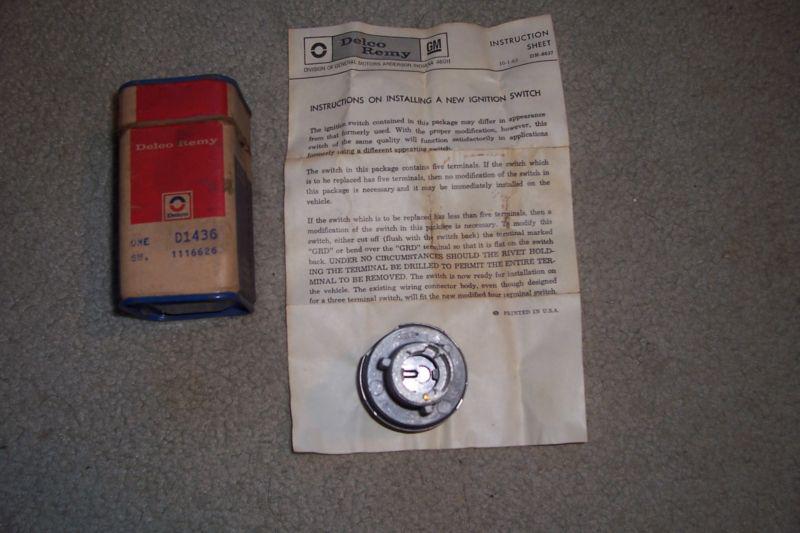 Nos vintage gm delco remy ignition switch dr-8637  one d1436 sw.1116626