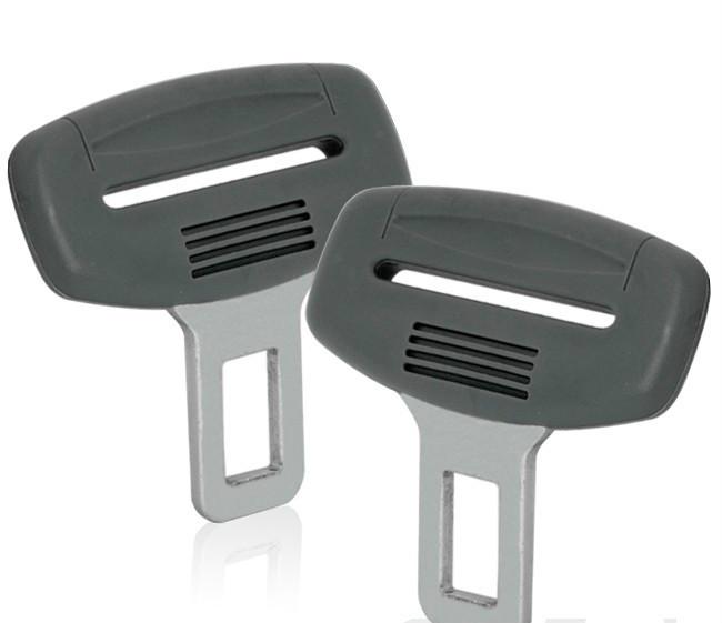 Universal gray car safety seat beltx2 insert buckle alarm stopper eliminator 