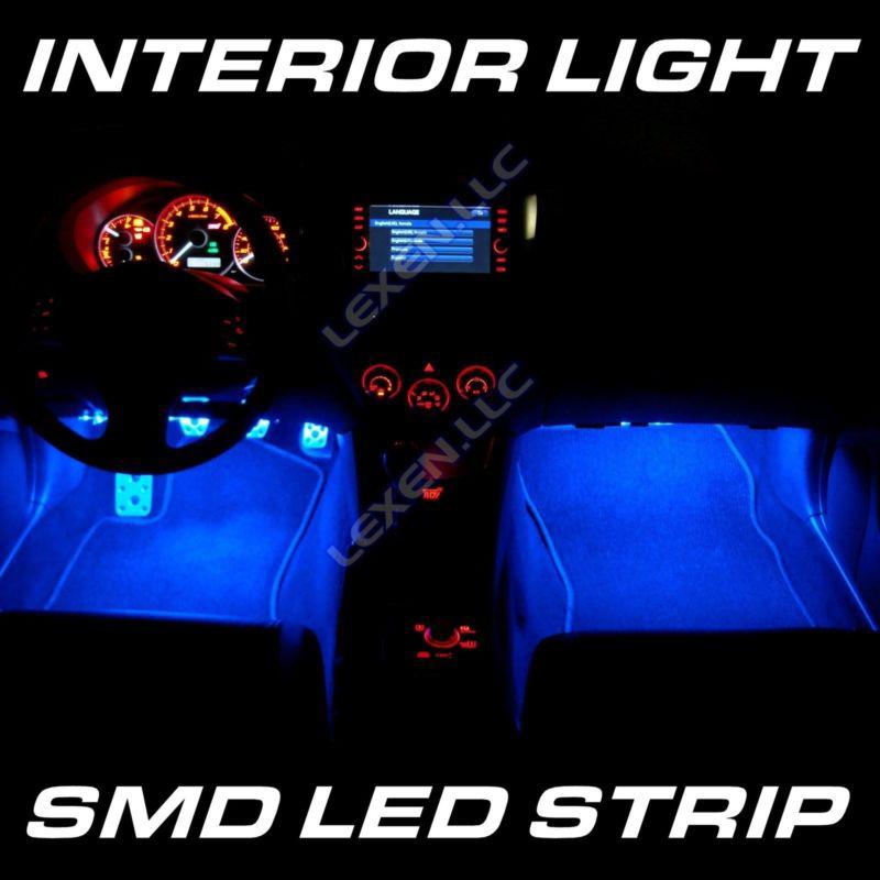 Led b5 blue 2x big 12-smd 12" interior strip footwell light dash bulb exterior b