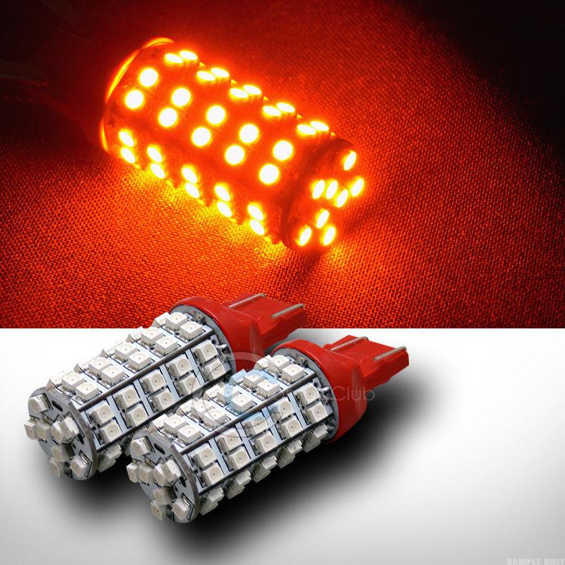 2pc 7443 t20 68 3528 smd led amber/orange tail light rear lamp bulb dc 12v aa18