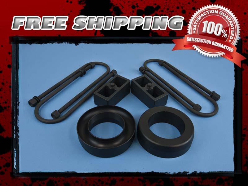 Black aluminum coil spacer lift kit front 3" rear 3" cast block u-bolt 4x2 2wd