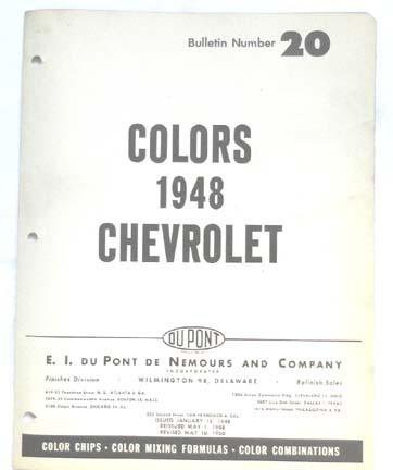 1948 chevrolet dupont color paint chip chart all models original 