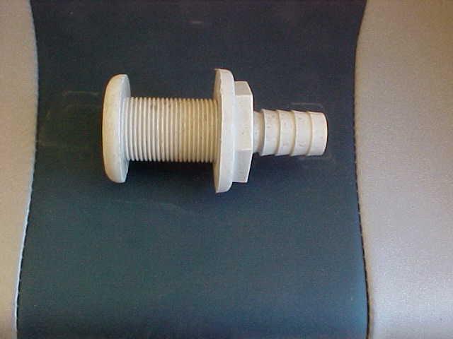 Attwood 3/4 inch white thur hull fitting with hex nut, new. 