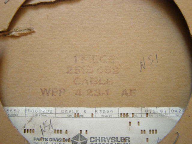 Nos mopar a100 dodge truck front park brake cable 