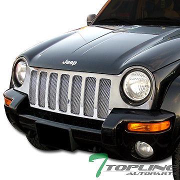 Chrome vip sport mesh front hood bumper grill grille abs 2002-2004 jeep liberty