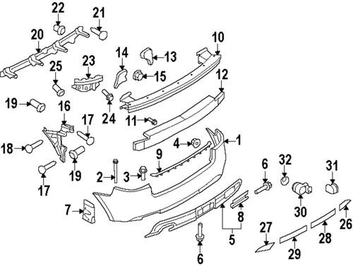 Audi oem n10596201 rear bumper-side support nut