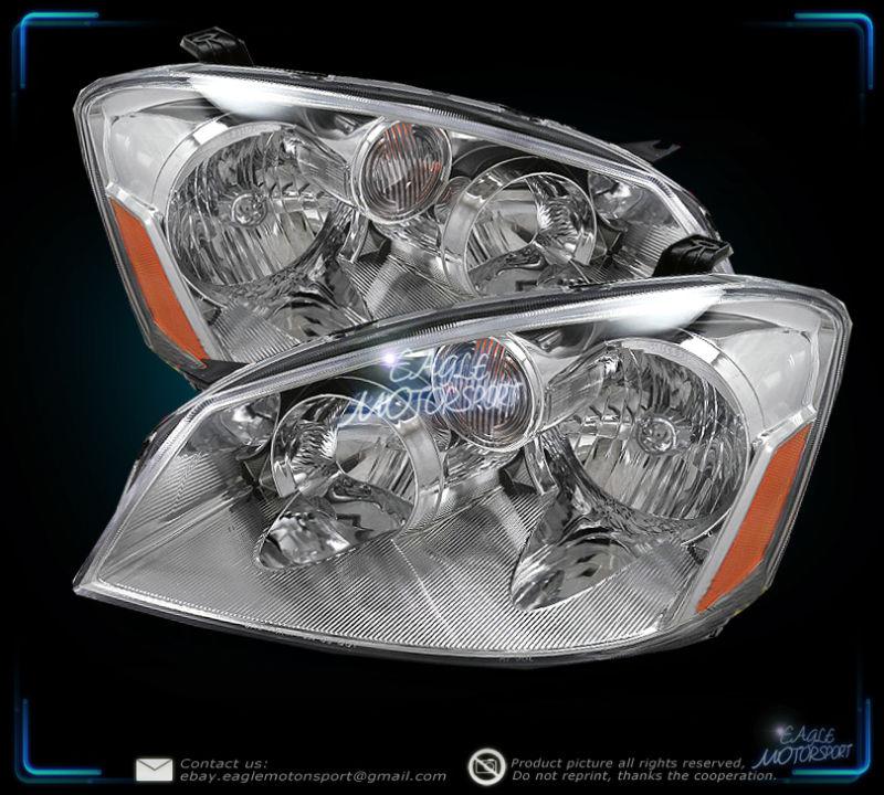 2005-2006 nissan altima crystal chrome headlights assembly + amber reflector