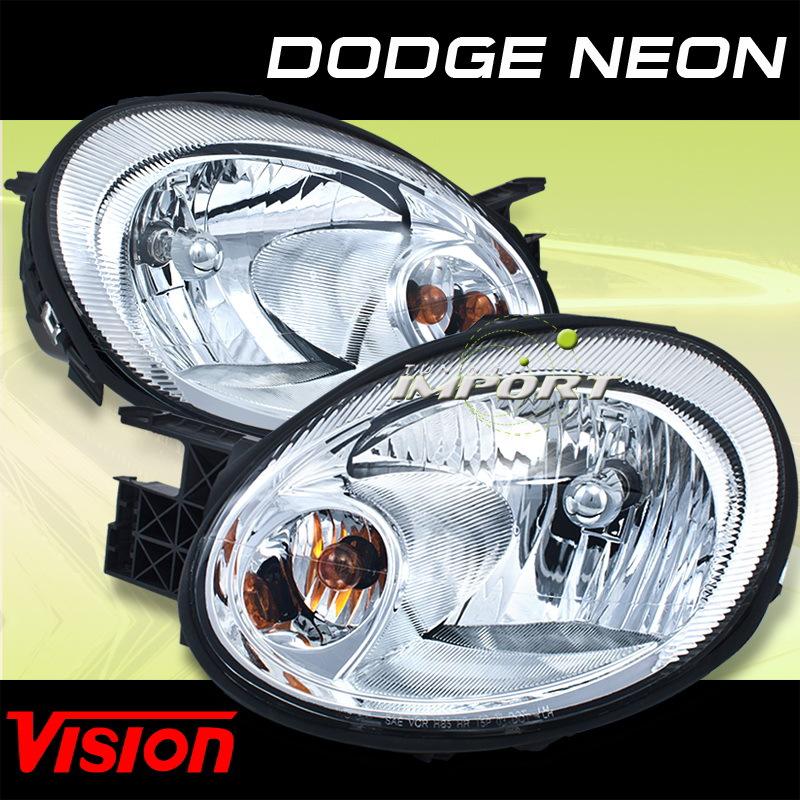 Dodge 03-05 neon replacement head lights assembly pair headlamps chrome assembly