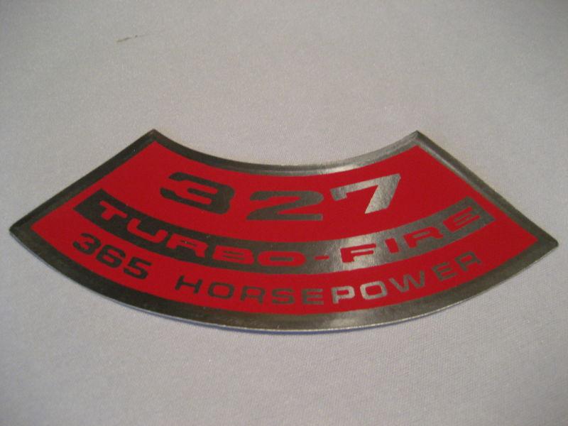 Corvette air cleaner decal - turbo-fire 327 365 hp