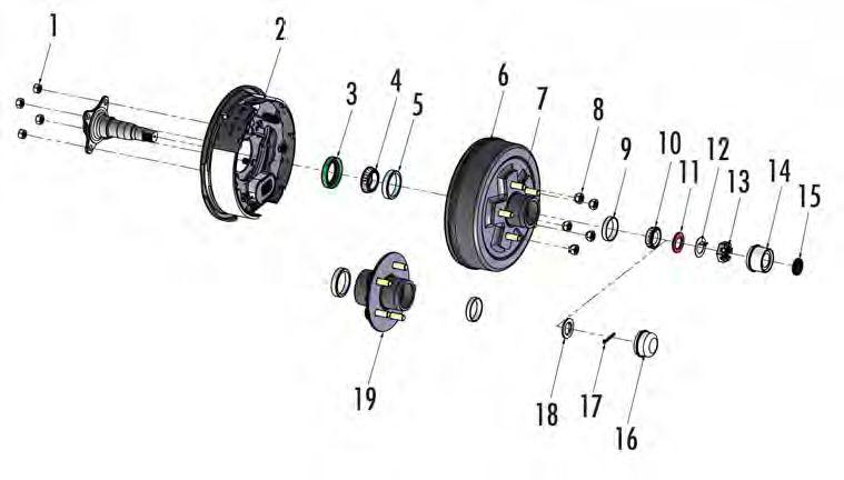 Husky hub & drum 7" - 5 studs kbd-54522-17